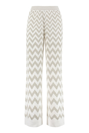 Chevron motif knitted palazzo trousers-0